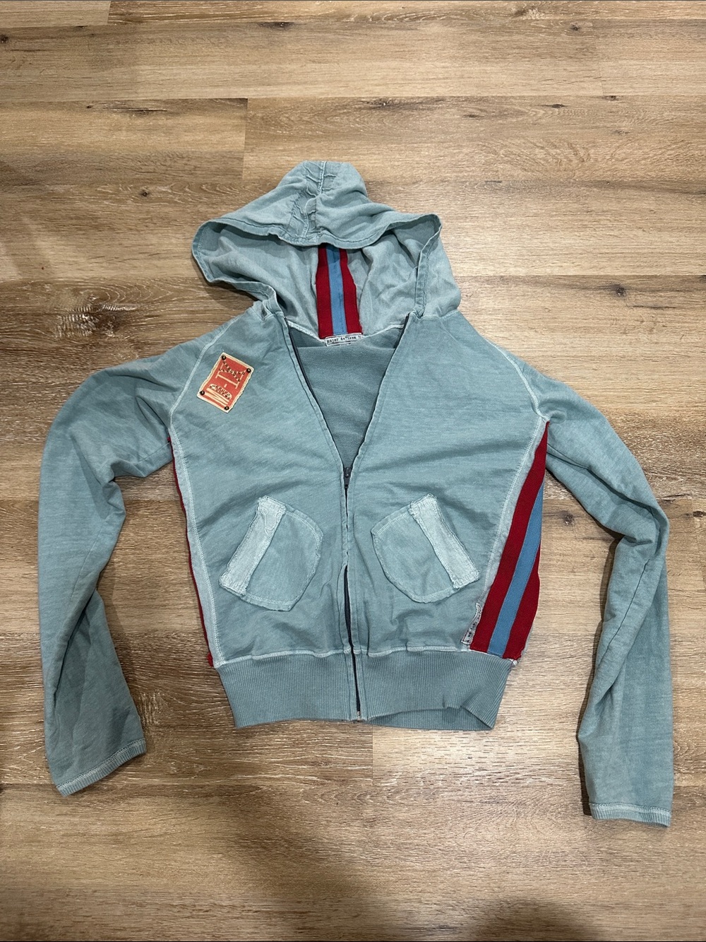 Vintage major de*lema? Light blue jacket with stripe accents